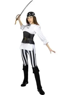 Déguisement Pirate à Rayures Femme Grande Taille - Collection Blanc Et Noir